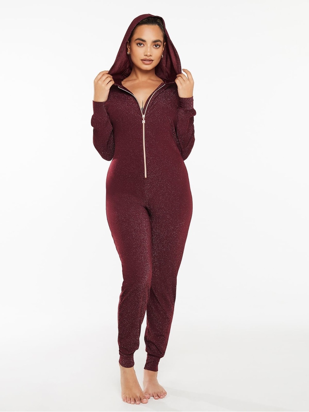 NWT Savage X Fenty ‘Sleep & Shine Hooded Onesie’ in “Red Cocoa” Size Medium